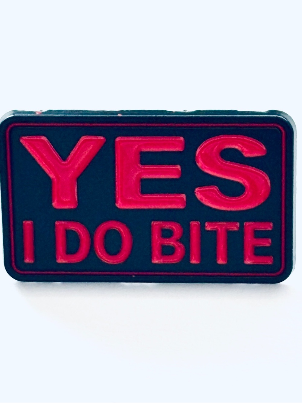 YES I DO BITE Red & Black Statement Pin, NWT